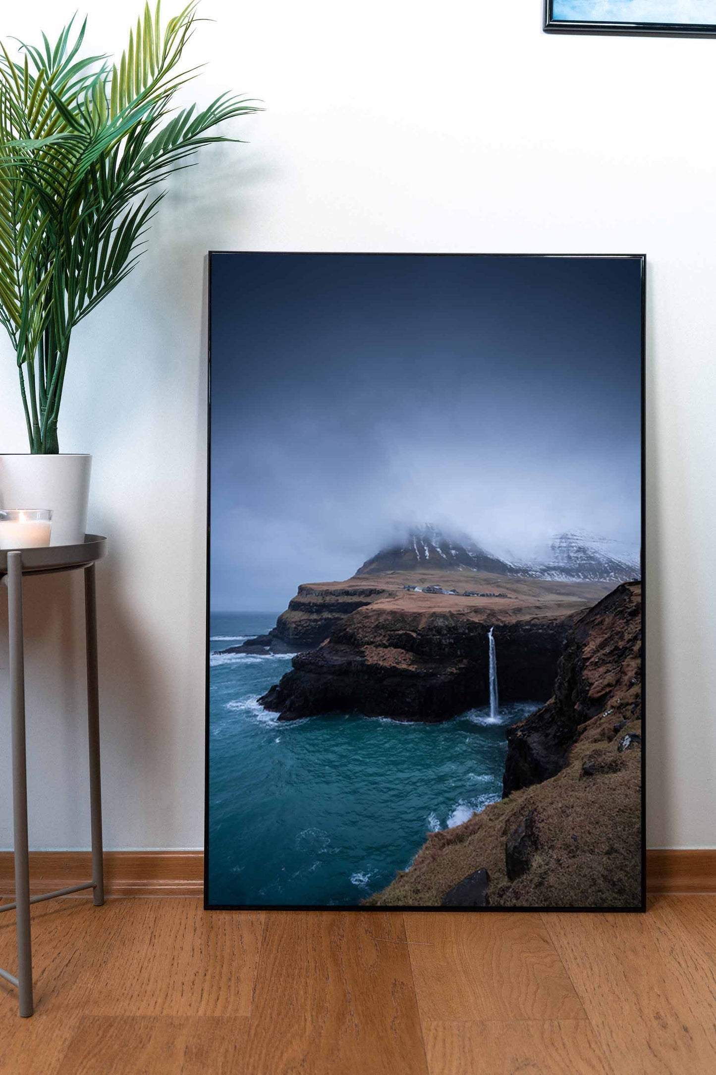 Waterfall at Gásadalur - Framed poster on matte paper