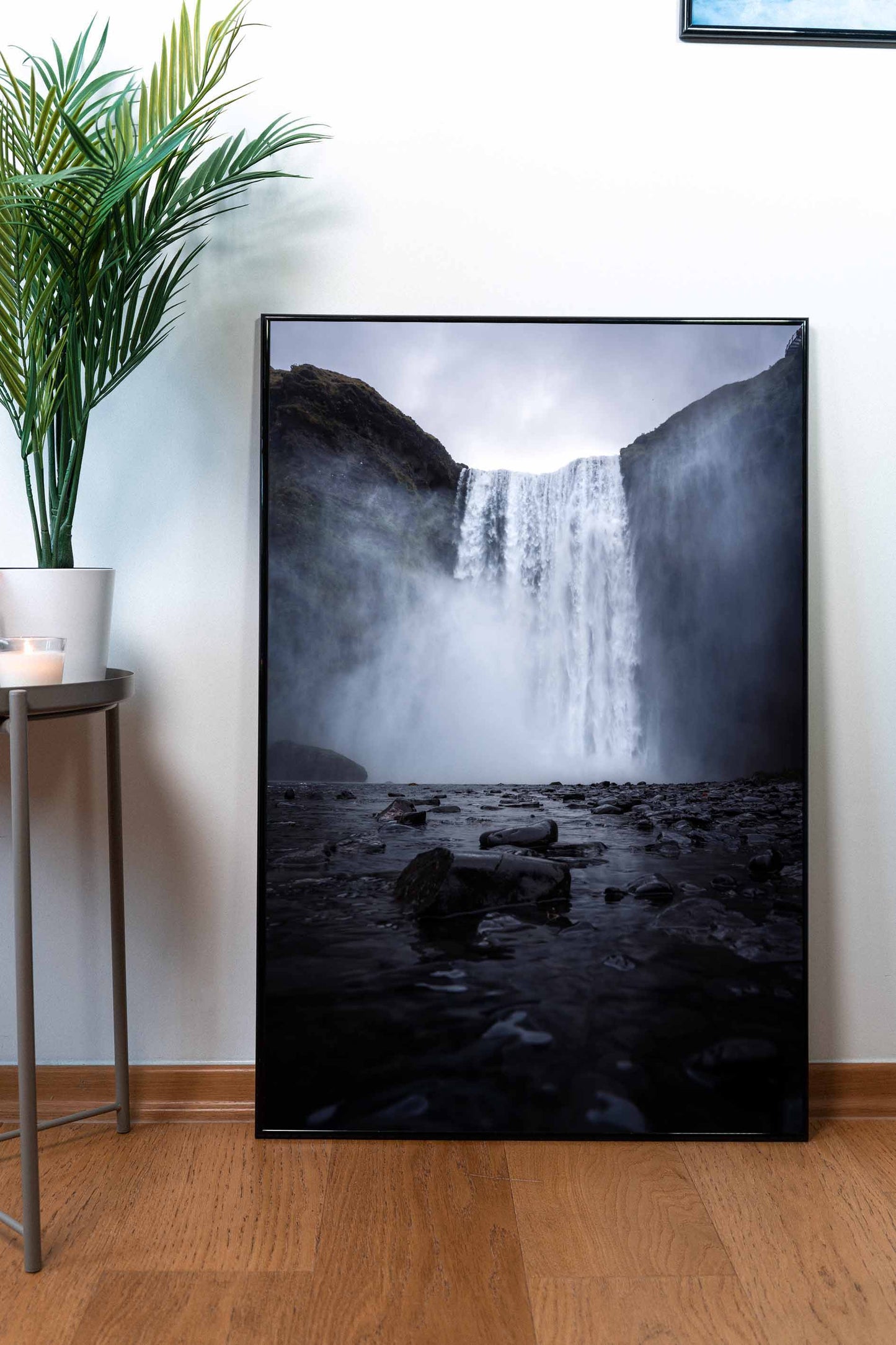 Skogafoss on a stormy day - Framed poster on matte paper